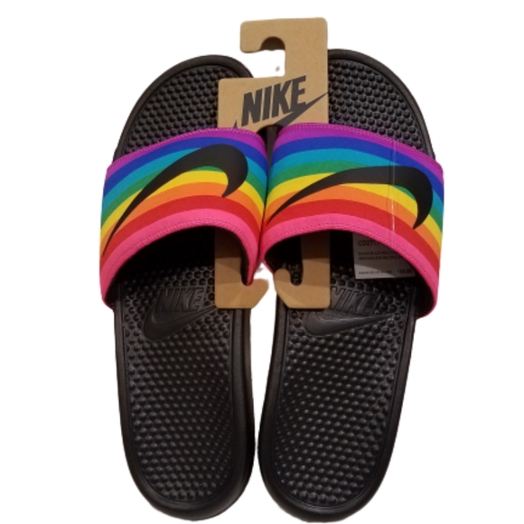 nike benassi rainbow